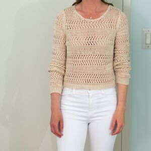 Alice & Olivia Tan/Cream Crochet Sweater, Size Small